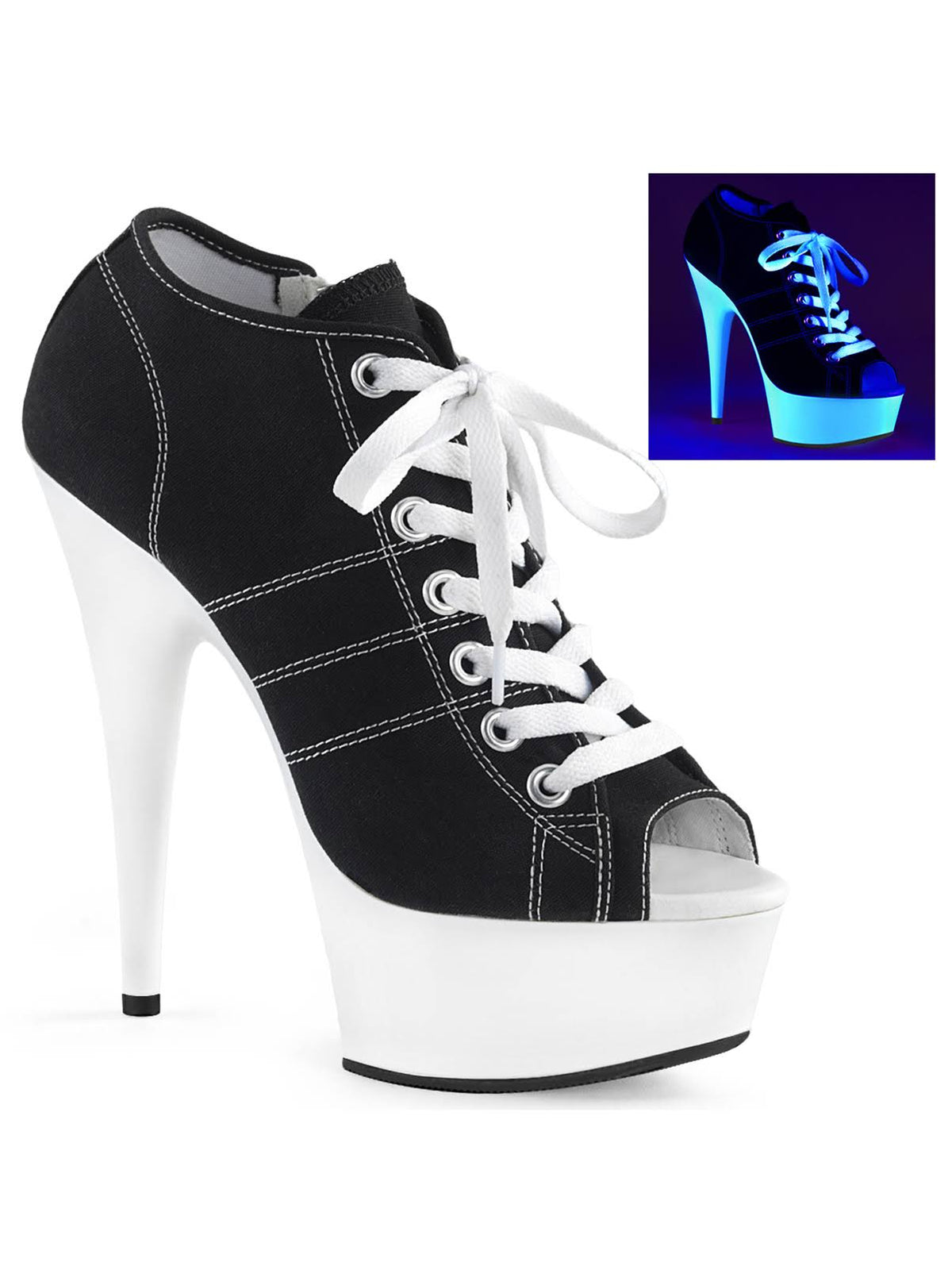 12 Black Canvas Neon White Pleaser E586