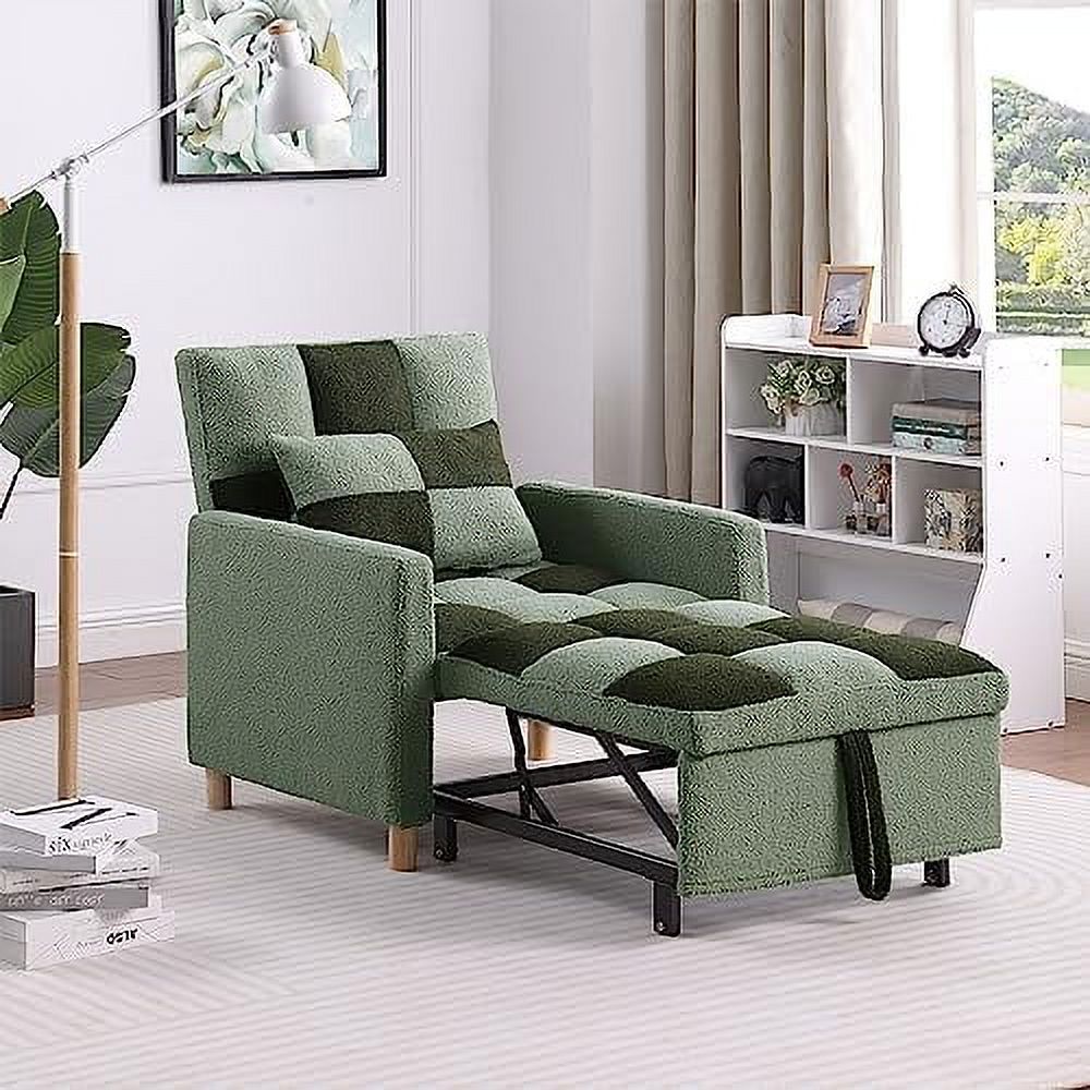3 in 1 Convertible Chair Bed Sleeper Chair with Pillow Velvet Fabric Grey Y518142
