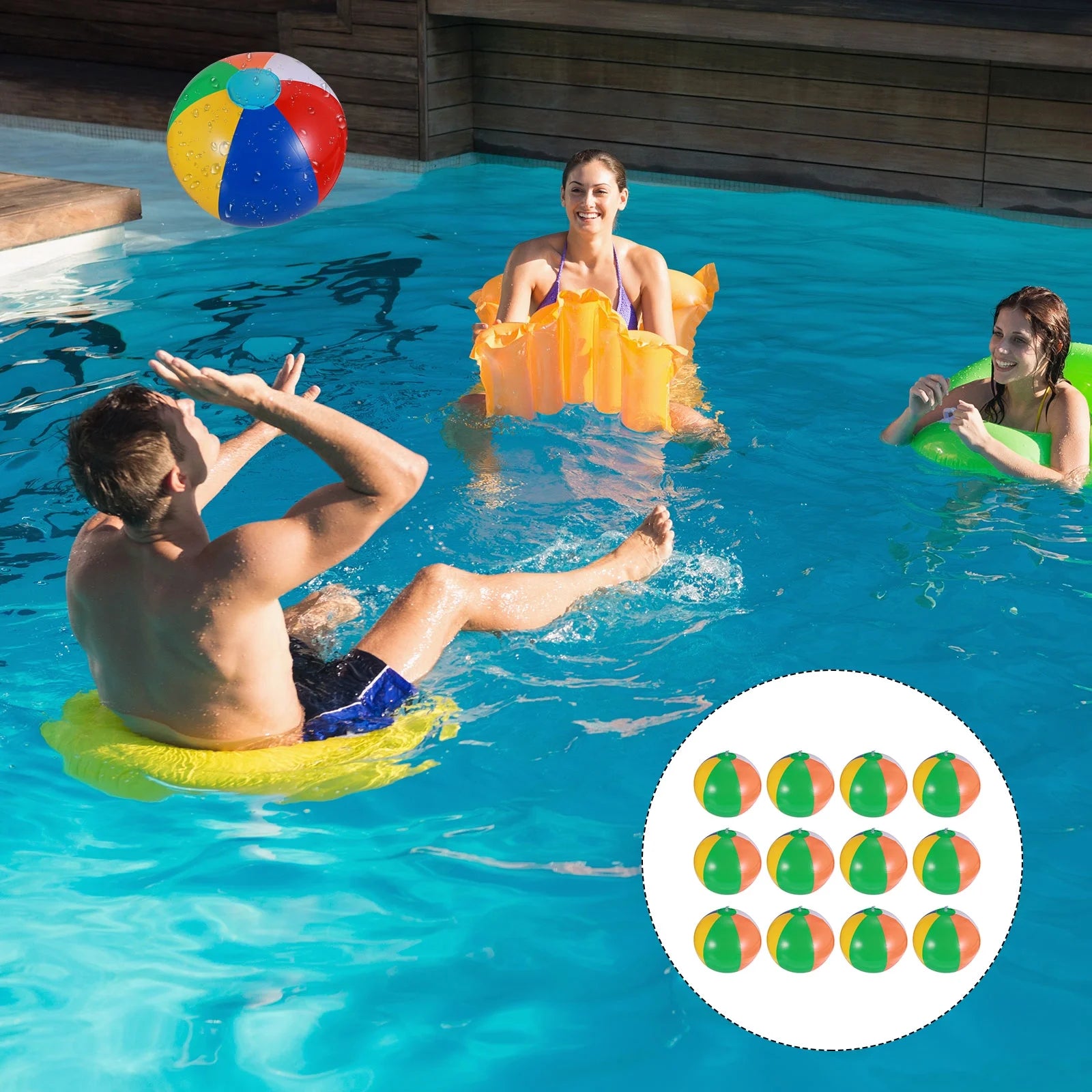12 Pcs Inflatable Beach Balls Pool Toys Y44764