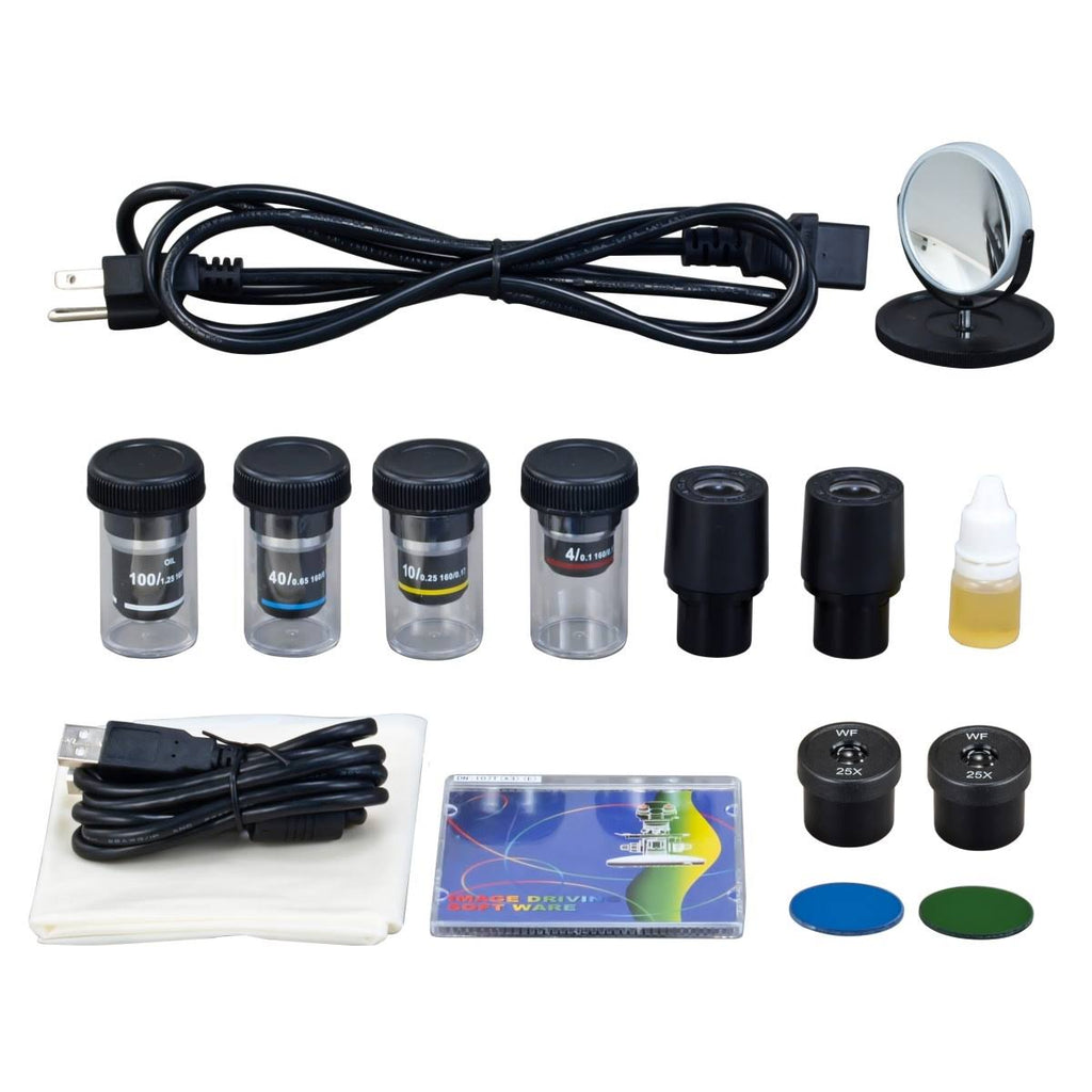 40X-2500X Binocular Compound Microscope with 3.0MP USB Camera U773