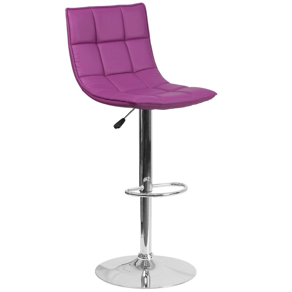 Orange Quilted Vinyl Adjustable Height Barstool with Chrome Base F866