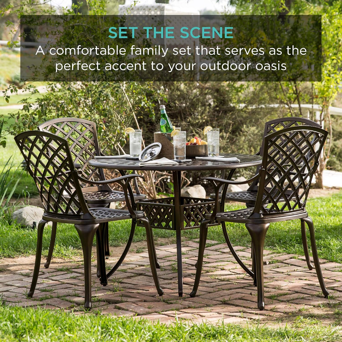 5-Piece Outdoor Cast Aluminum Dining Set with 4 Chairs A251