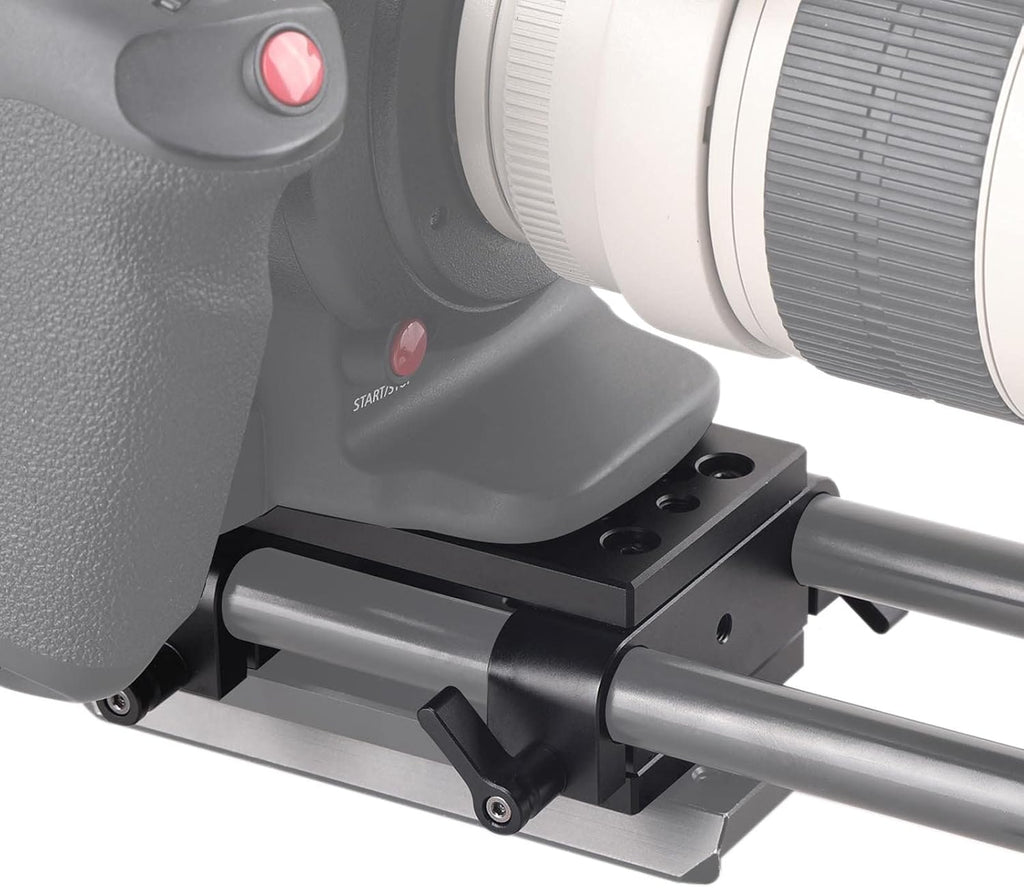 Camera Tripod Mounting Baseplate with 15mm Rod Clamp Rail Block Z7872