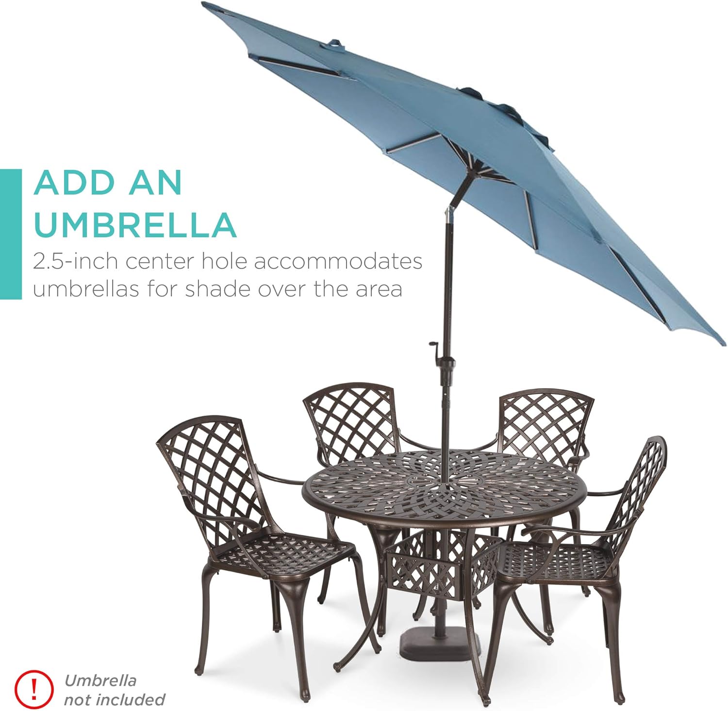 5-Piece Outdoor Cast Aluminum Dining Set with 4 Chairs A251