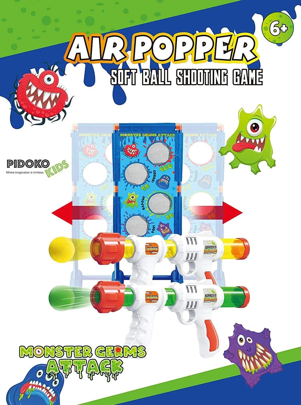 2 Pack Foam Ball Air Popper Guns with Moving Targets J651