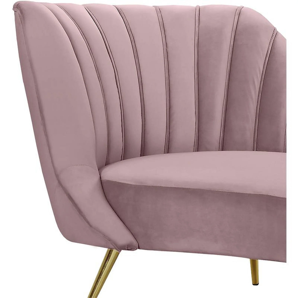2-Piece Set with Velvet Accent Chair & Chaise in Pink and Gold F6396