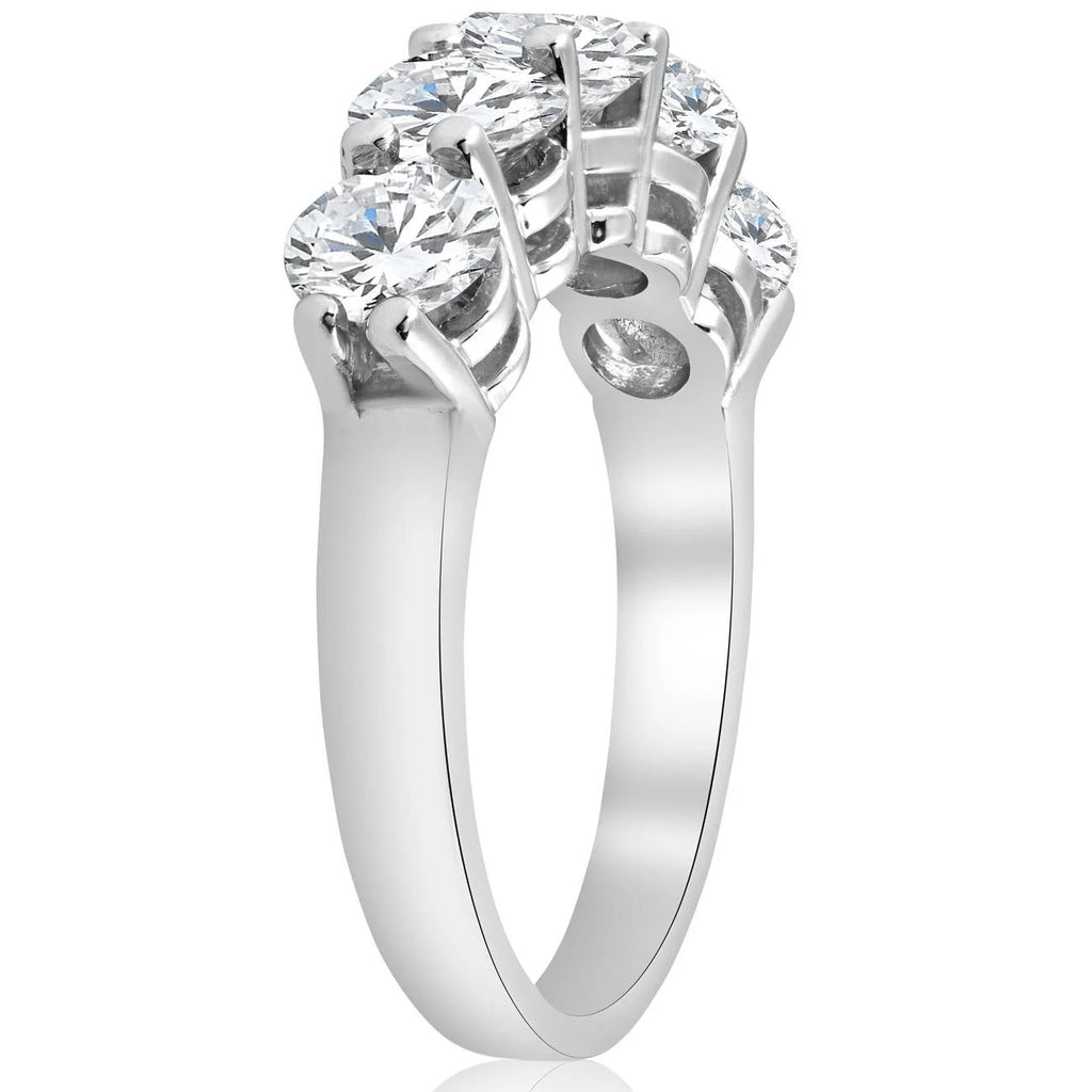 14K White Gold Diamond Five Stone Wedding Ring K880743