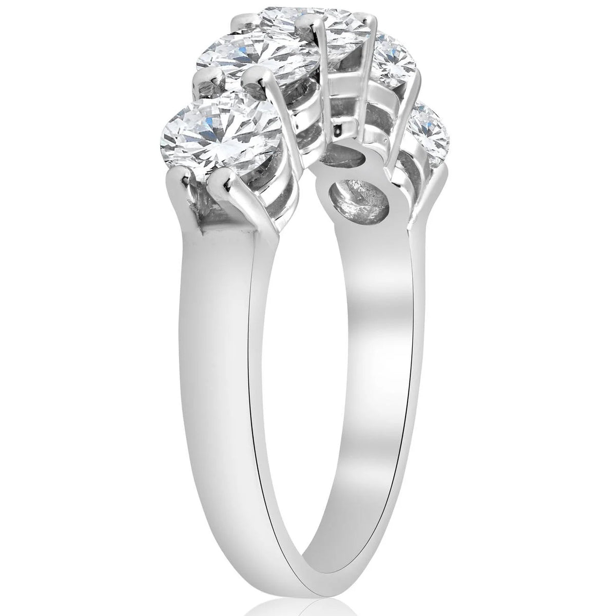 14K White Gold Diamond Five Stone Wedding Ring K880743