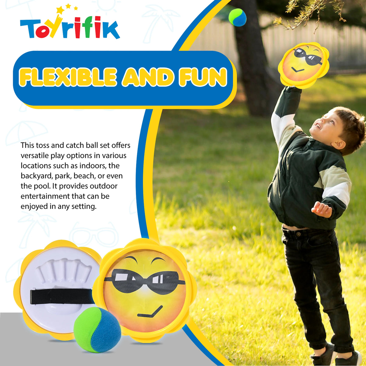 Toss & Catch Ball Game Set with 2 Paddle Discs and 1 Soft Catch Ball P374
