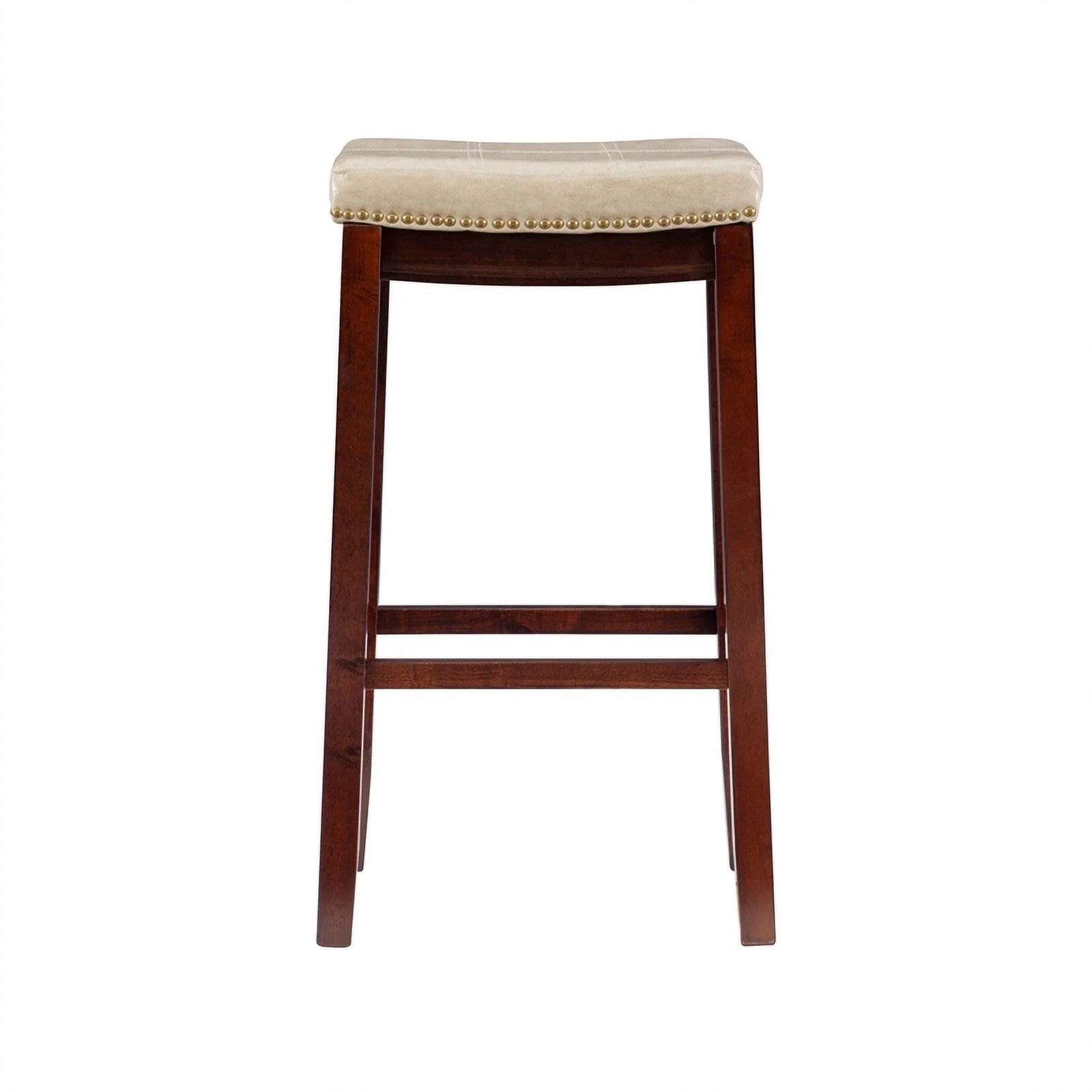 Beige Wood Faux Leather Bar Stool E44845