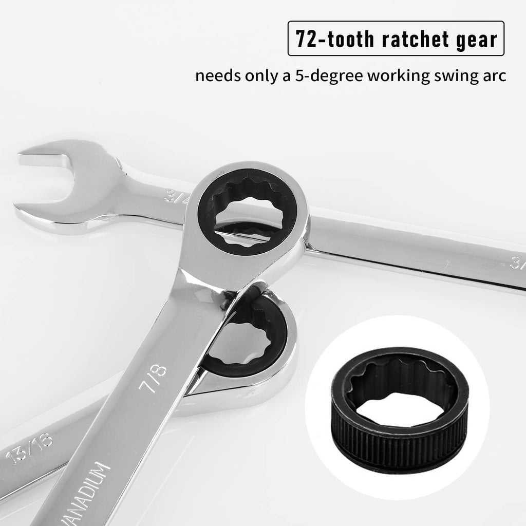 14-Piece Ratcheting Combination Wrench Set, Chrome Vanadium Steel Z9016