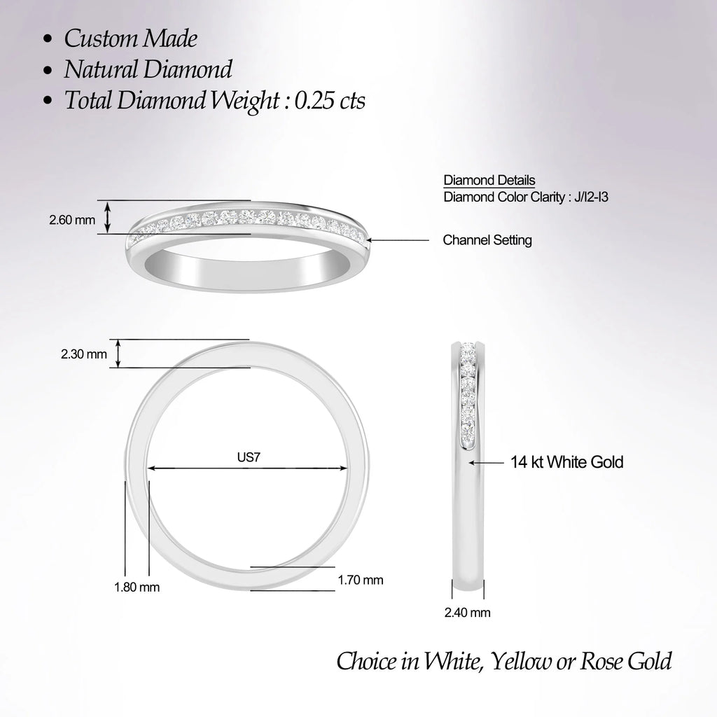 14K White Gold Round Diamond Stackable Band O304507