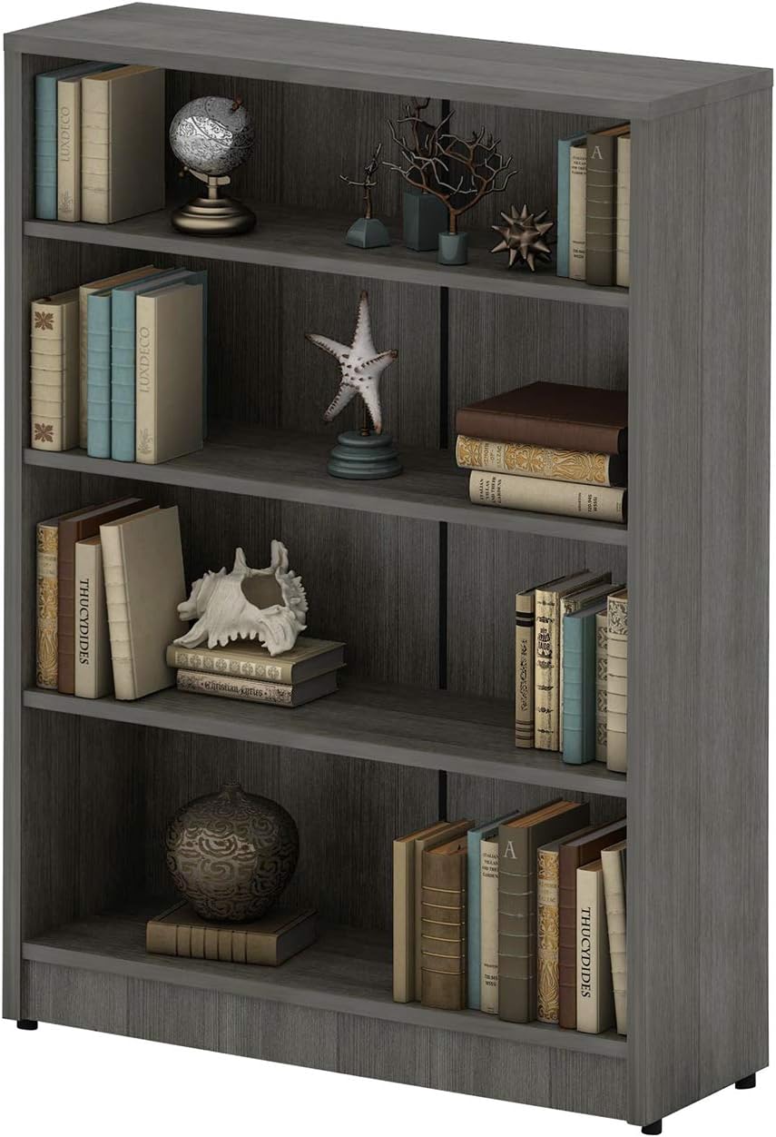 5-Shelf White Wood Bookcase C96873