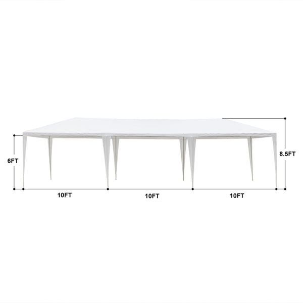 White 10' x 30' Canopy Tent with 7 Removable Sidewalls and Carry Bag G722