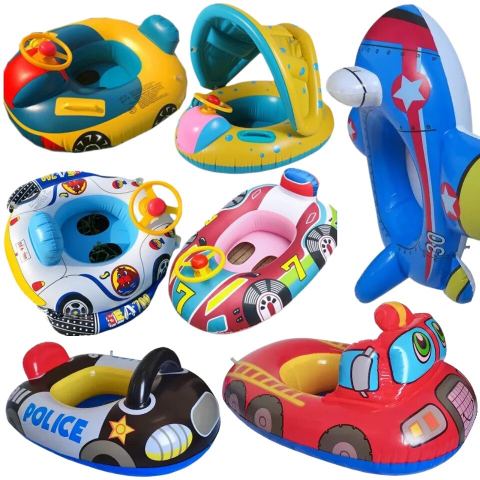 Inflatable Baby Swimming Rings Seat Sun Shade Toddler Swim Circle Pool Water Toys Z25769