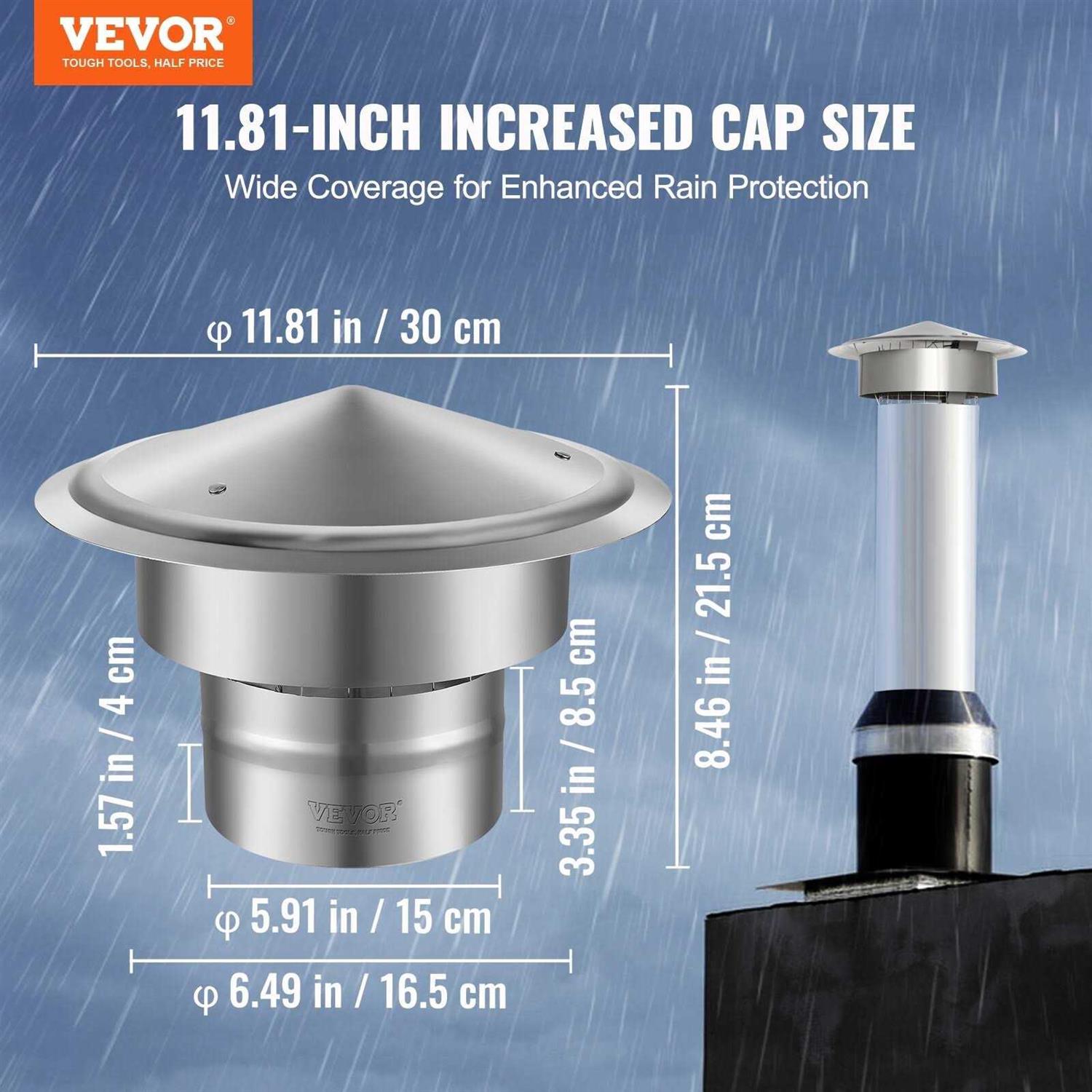6 inch 304 Stainless Steel Round Chimney Cap B799059