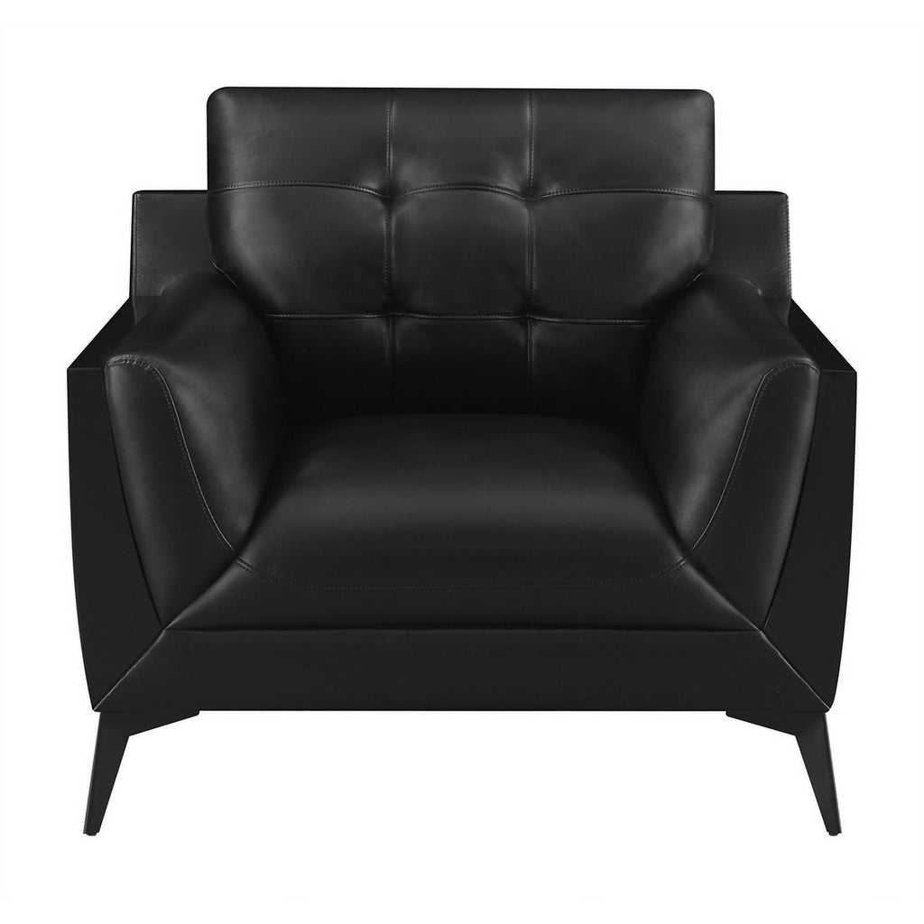 Modern Faux Leather Upholstered Turfed Chair in Black S159