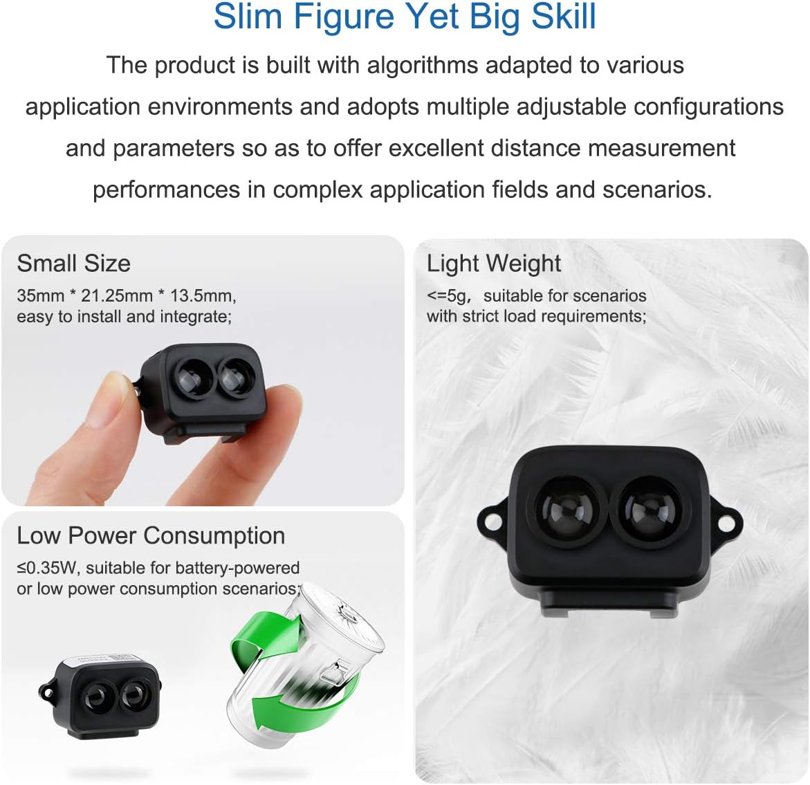 Lidar Range Finder Sensor Module 0.2 to 8m Pack of 2 C524764