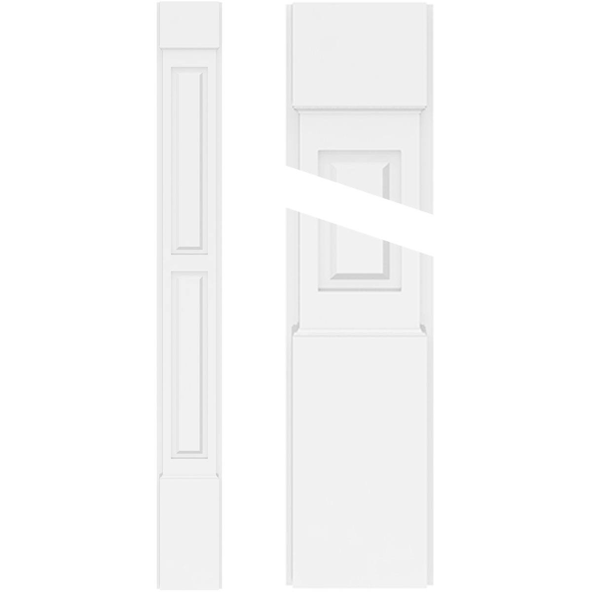 Two Equal Raised Panel PVC Pilaster with Standard Capital and Base (Pair) E83679