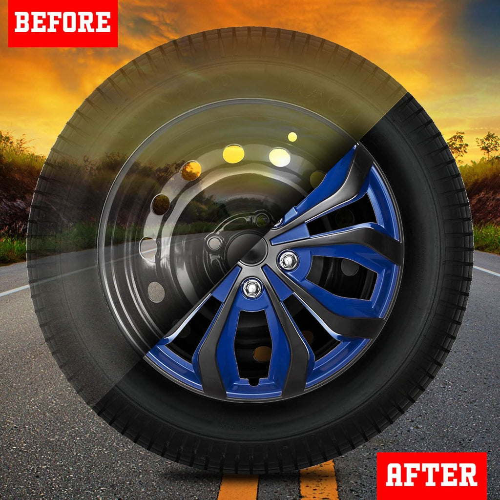 15 Set of 4 Blue and Black Automotive Wheel Hubcap L363