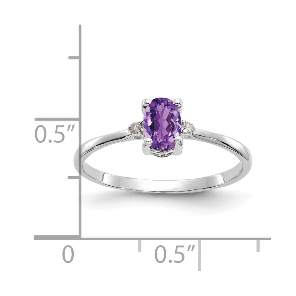 14 Karat White Gold Diamond and Amethyst Birthstone Ring N4710