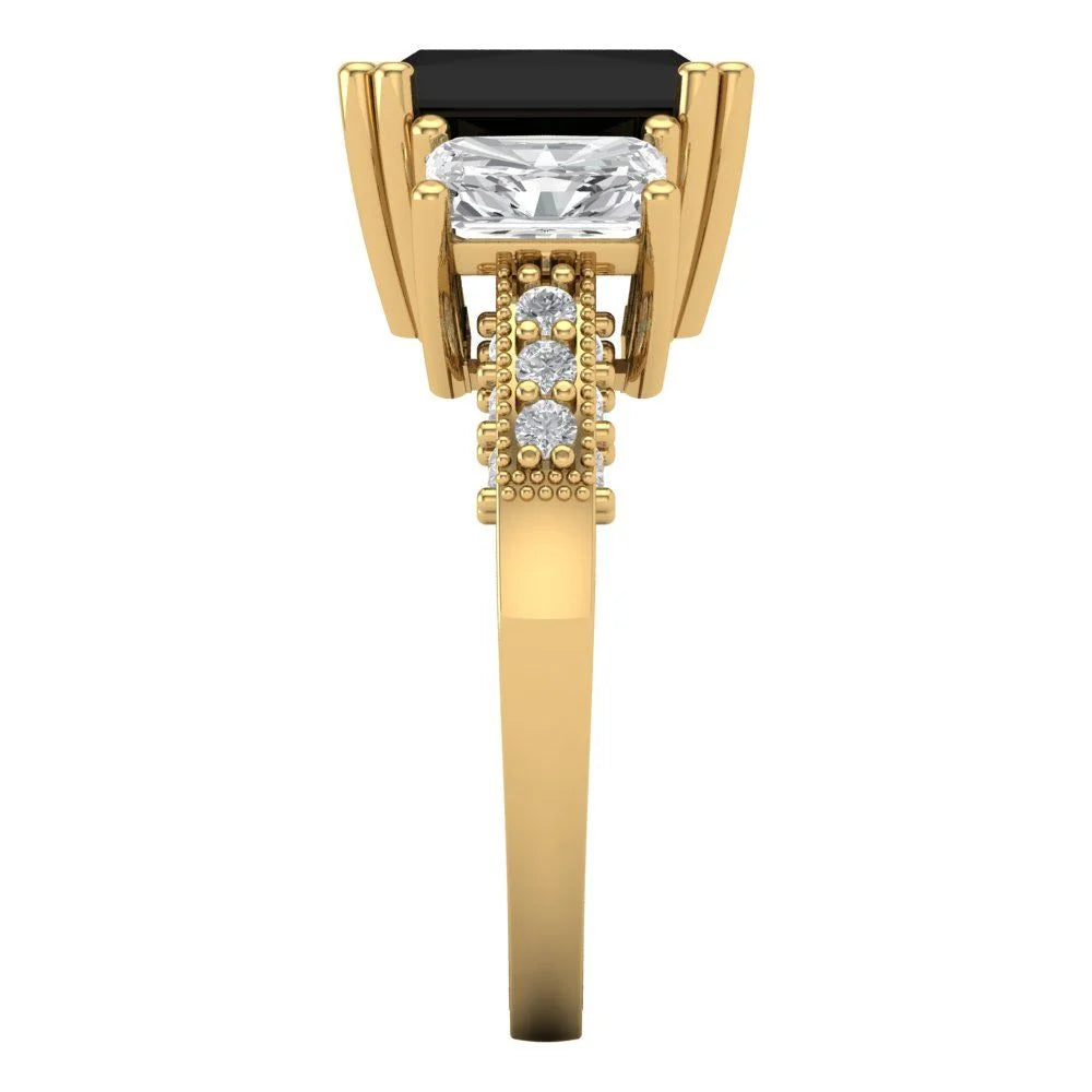 18k Yellow Gold Simulated Diamond Three-Stone Ring SZ 7 I472495