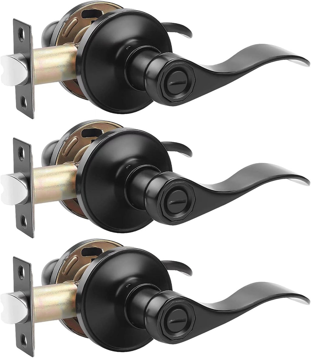 6 Pack Non-Locking Black Door Lever Set K7217