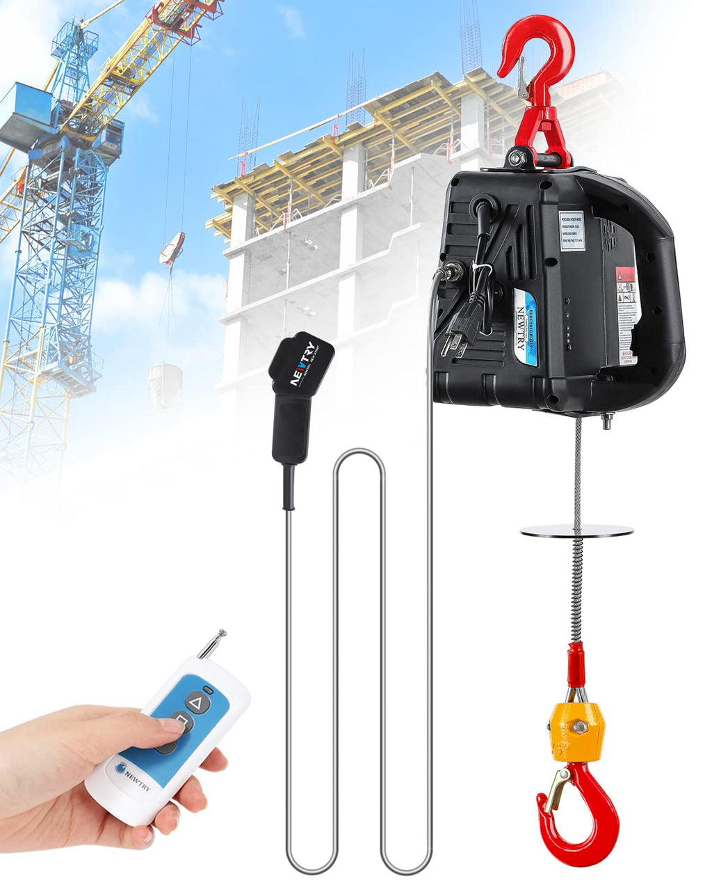 3 in 1 Electric Hoist Winch 1,100lb Wireless Remote Control, 110/120 Volt Portable Power Electric Hoist U230