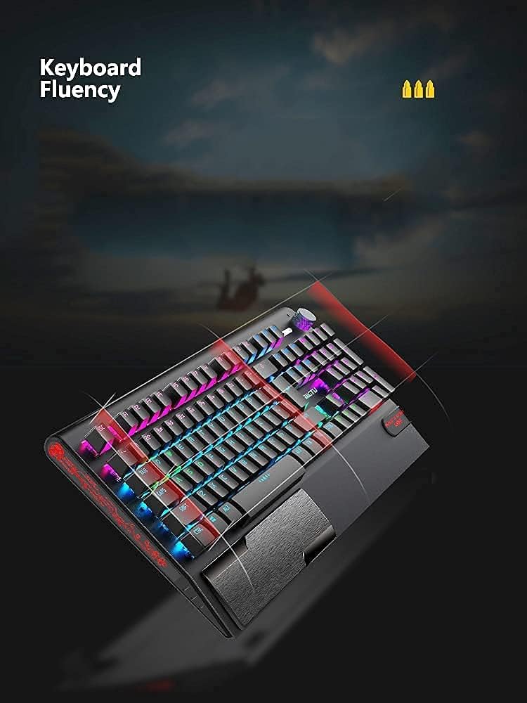 104-Keys Black Sandblast Metal Panel Gaming Keyboard with Mouse and Mouse Pads P9469