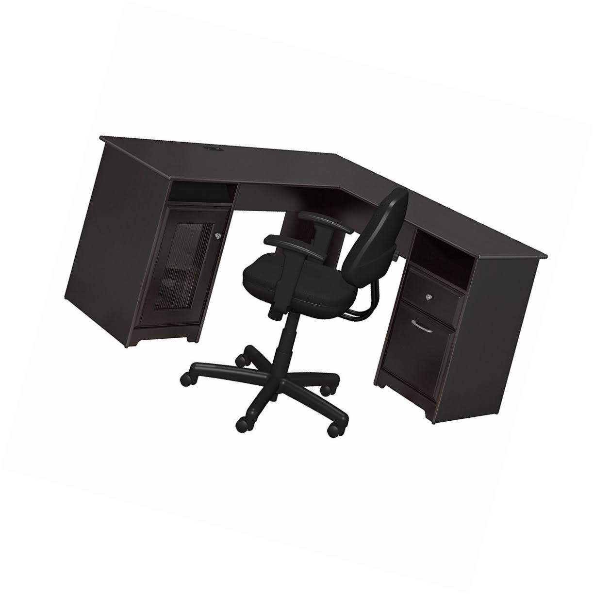 Espresso Oak L Shaped Desk and Office Chair K2343