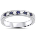 14K White Gold Sapphire Diamond Wedding Ring U837