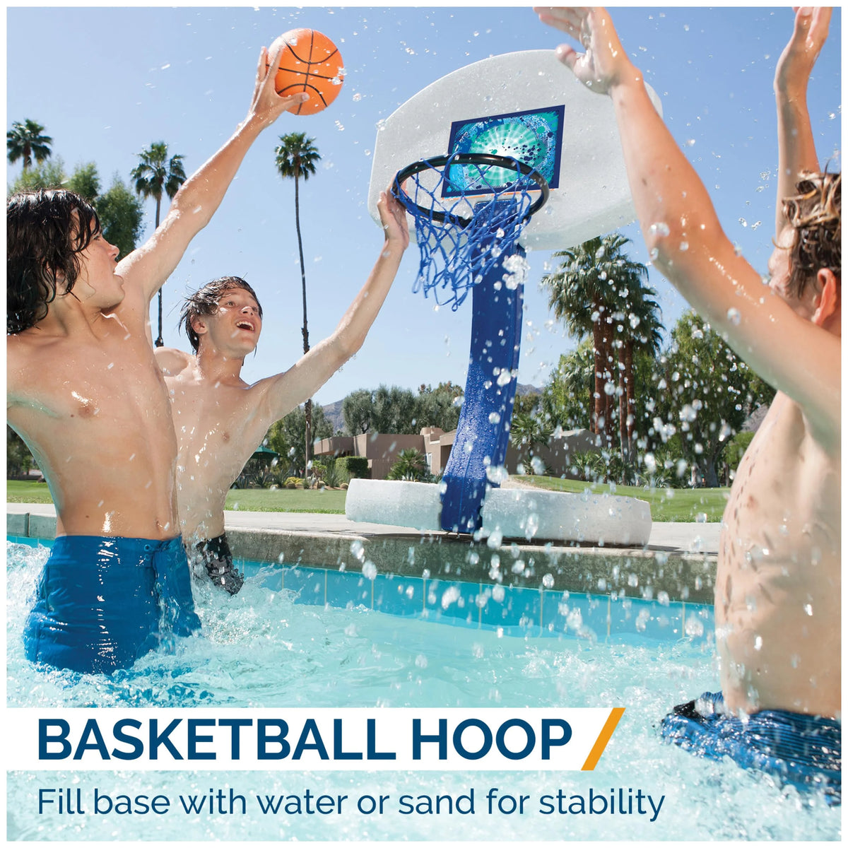 2-in-1 Pool Sport Combo Set Volleyball Net & Basketball Hoop A824