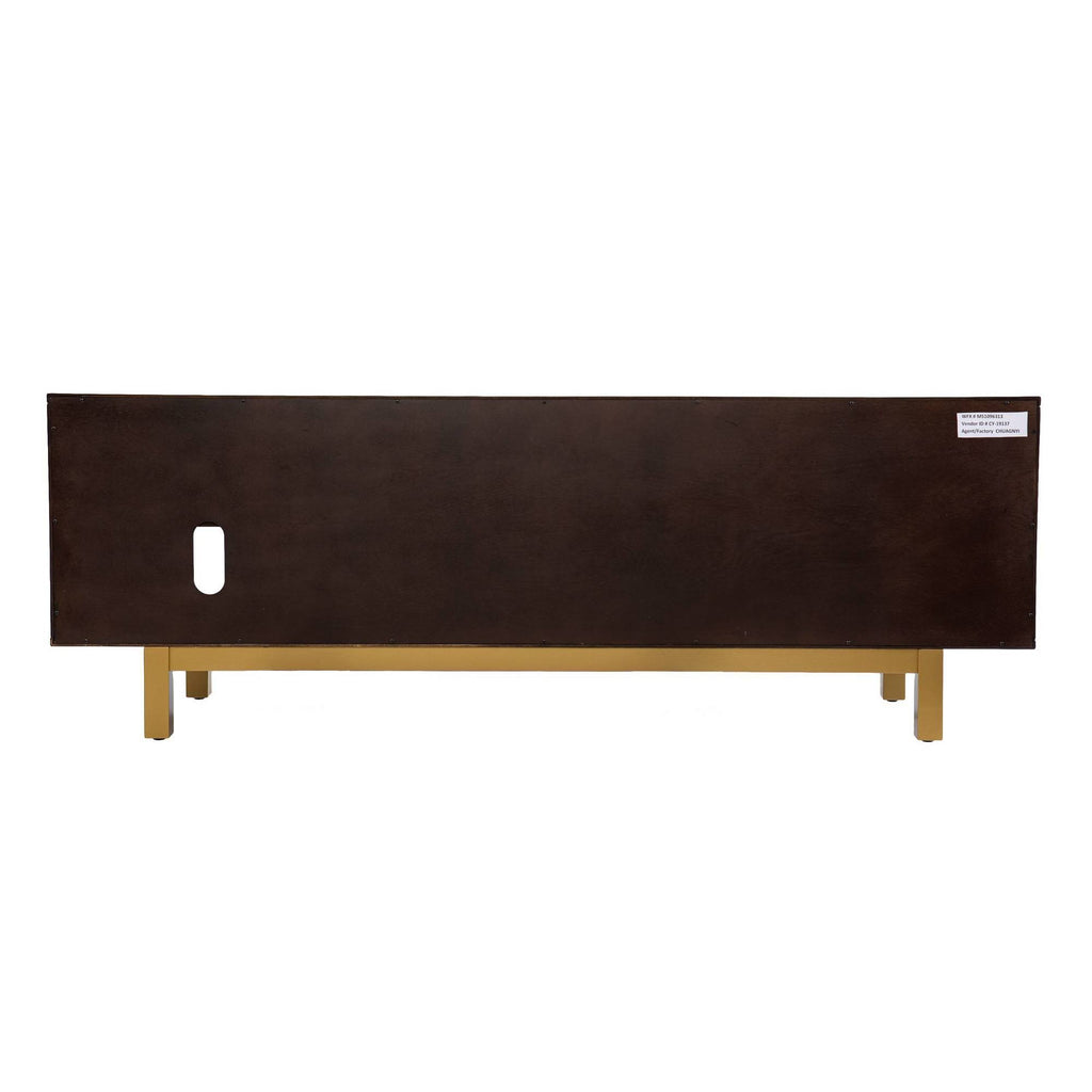 Sliding Door Media Stand Brown Gold Natural Y77841