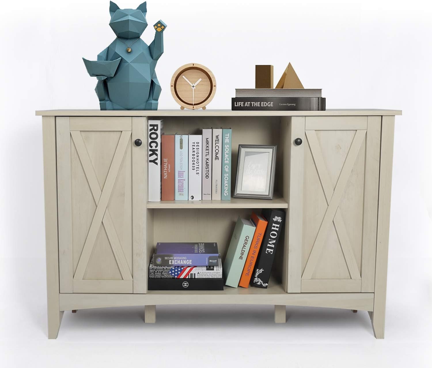 Mid Century Entryway Cabinet with Door Storage Grey R39766
