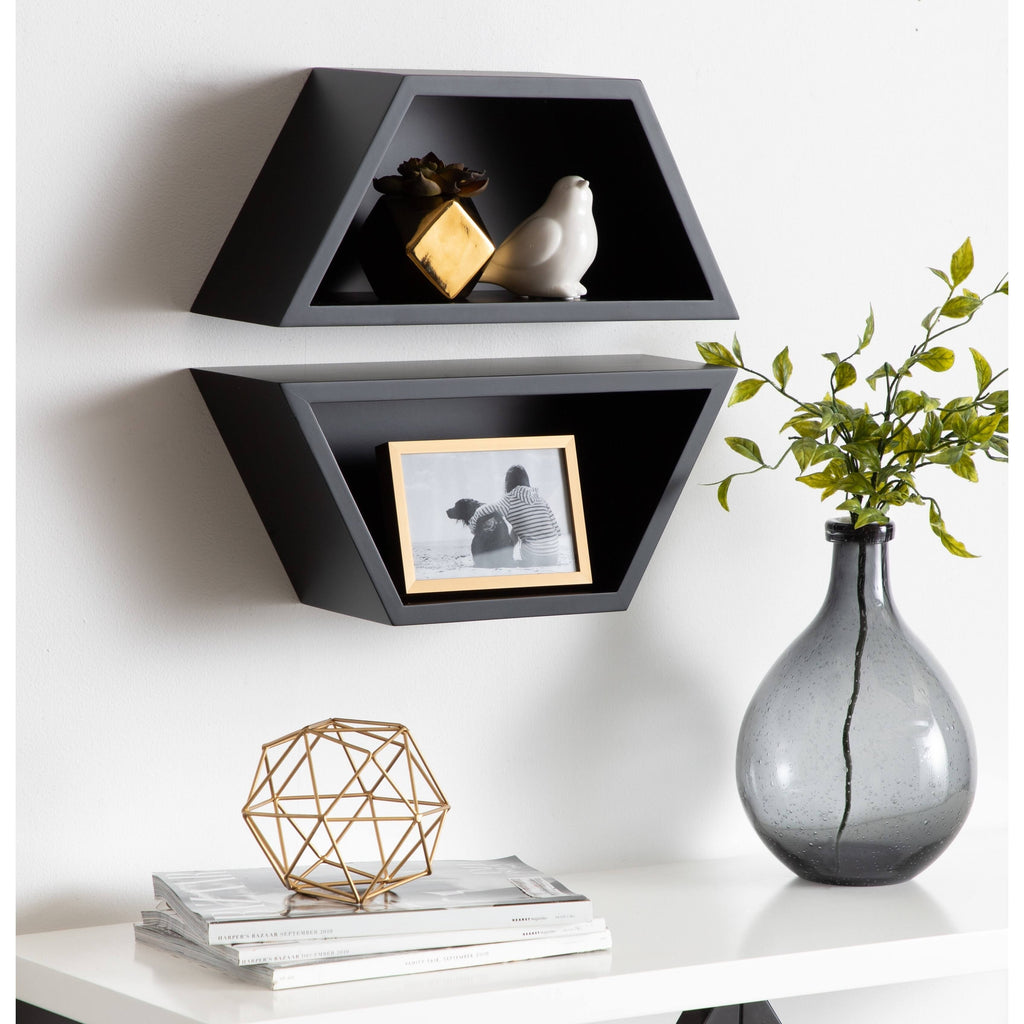 Black Wall Shelf Set of 2 D4392