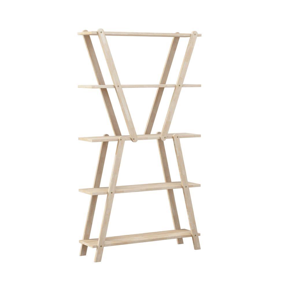 Natural Solid Wood 5-Shelf Bookcase O9009