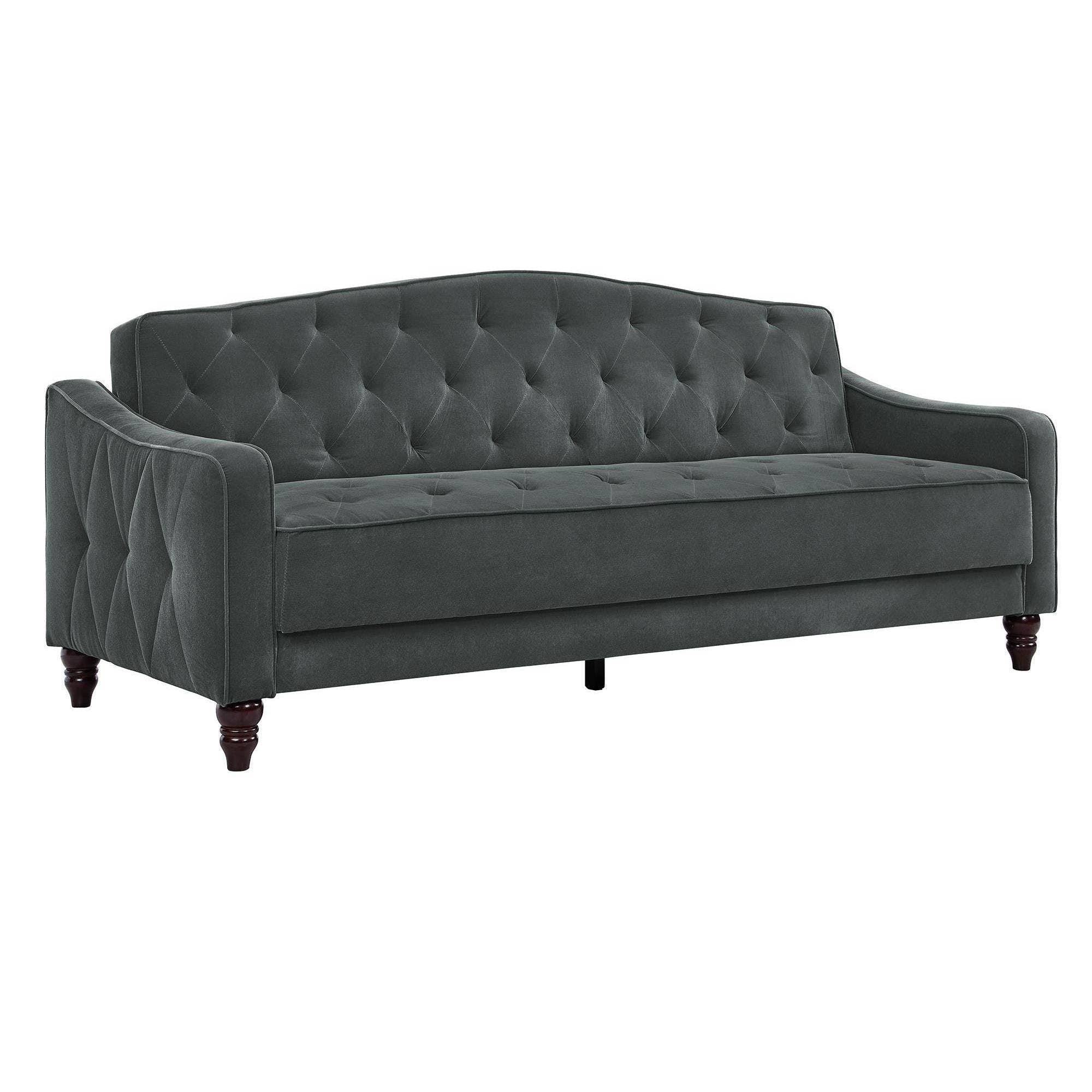 Gray Velvet Tufted Sofa Sleeper F861571