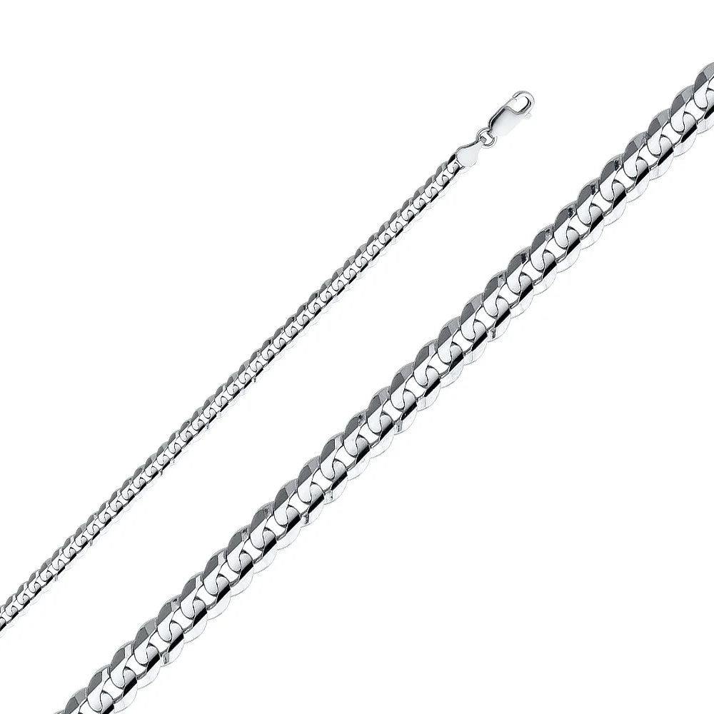 14K White Gold Cuban Chain E173