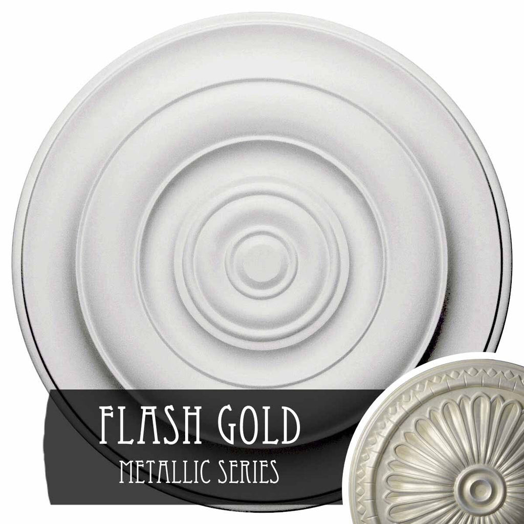18 inch x 1 1/2 inch Hand-Painted Flash Gold Ceiling Medallion R60826