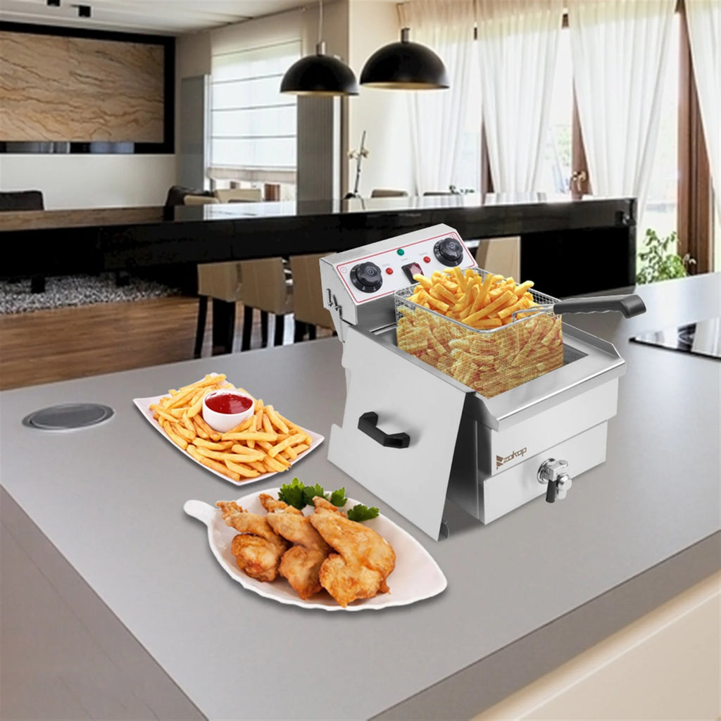 8.5QT Stainless Steel Single Tank Deep Fryer 1700W W301987