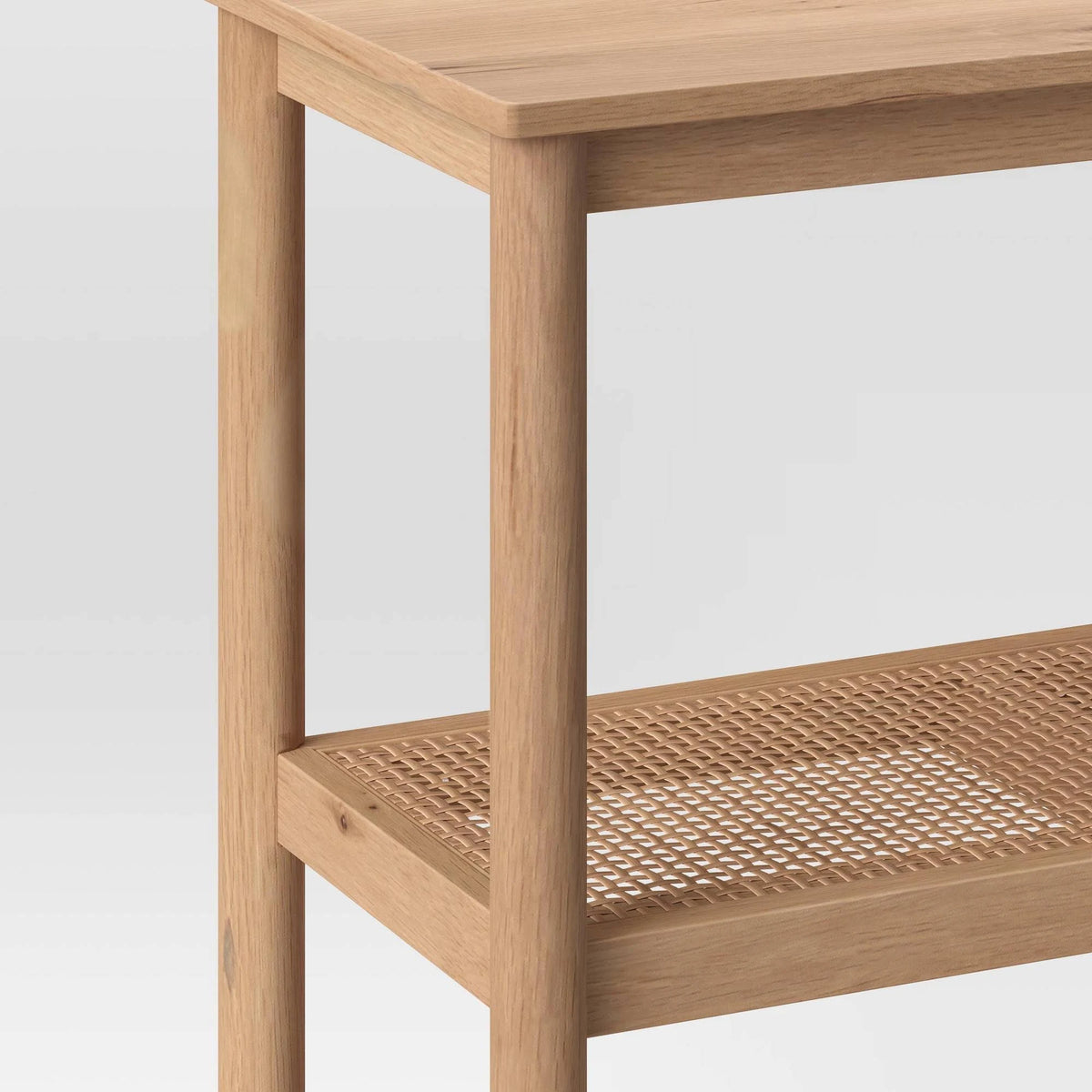 Tall 4-Shelf Wood & Cane Bookcase M78519