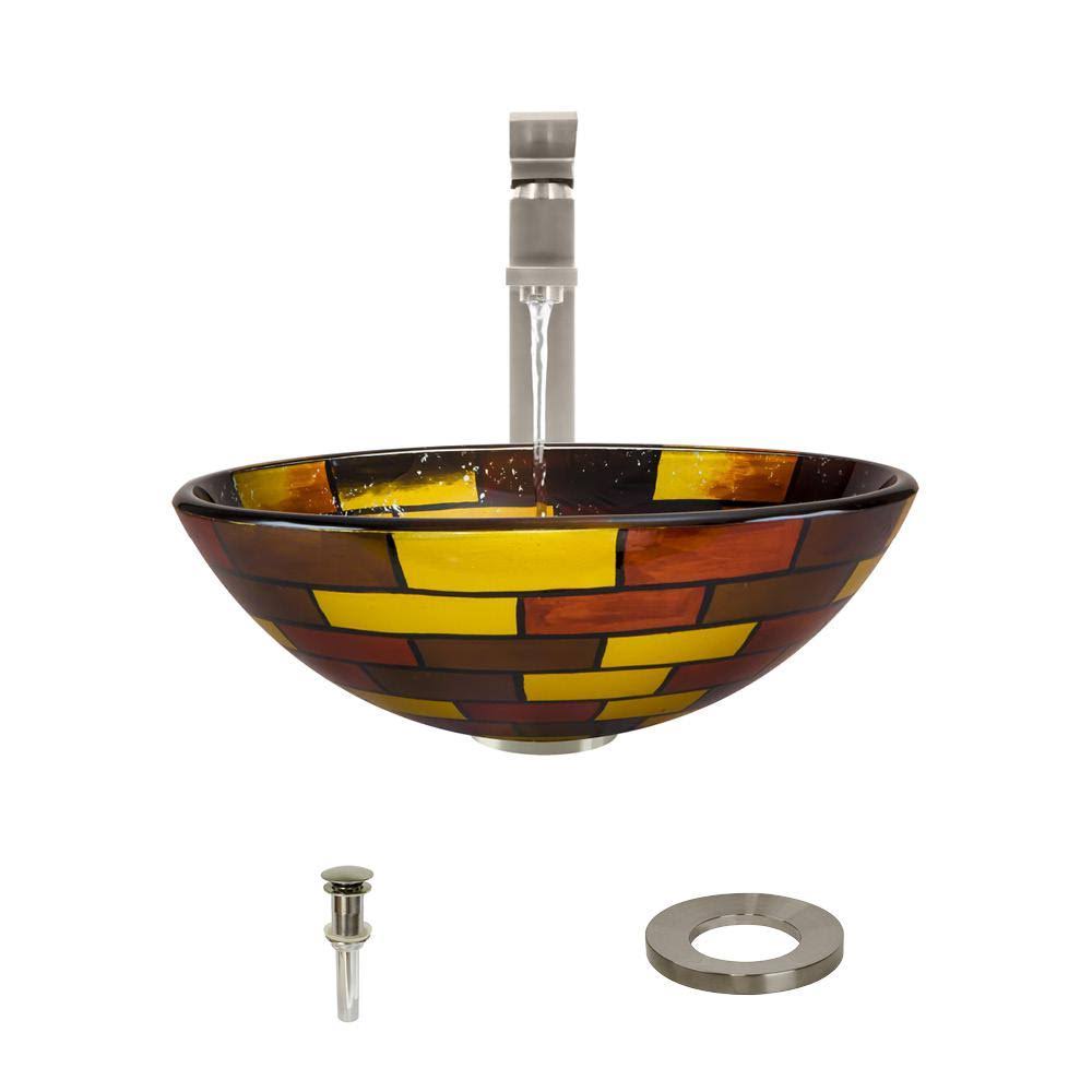 Brushed Nickel Vessel Faucet Ensemble I8093