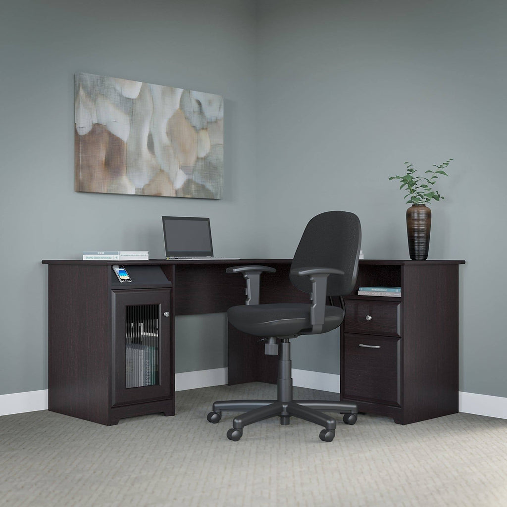Espresso Oak L Shaped Desk and Office Chair K2343