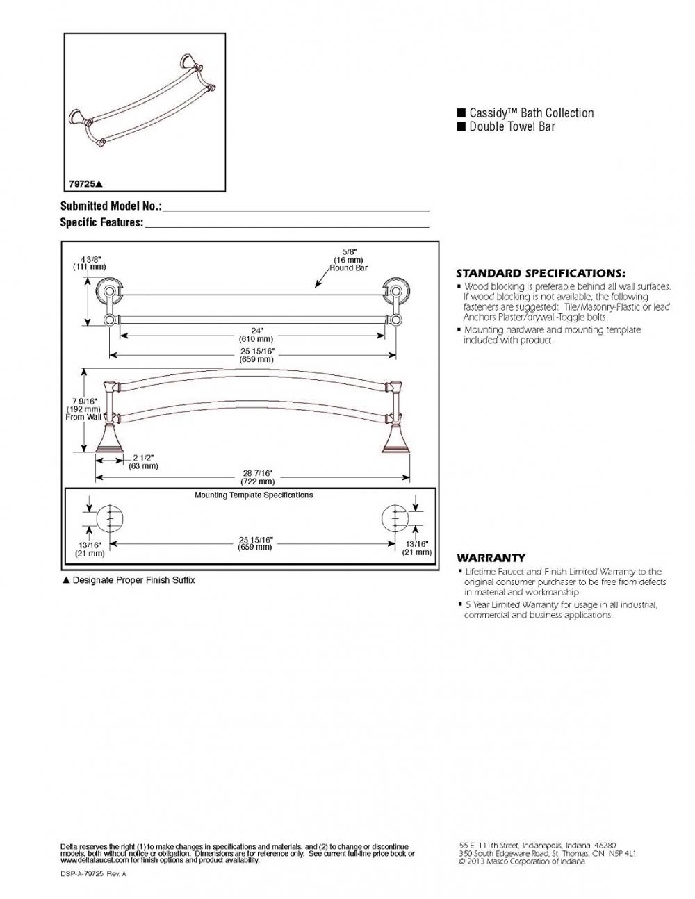 Polished Nickel Double Towel Bar U537