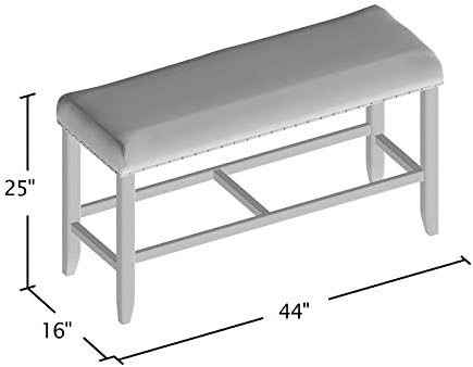 Beige Wood Padded Counter Height Dining Bench Z554342