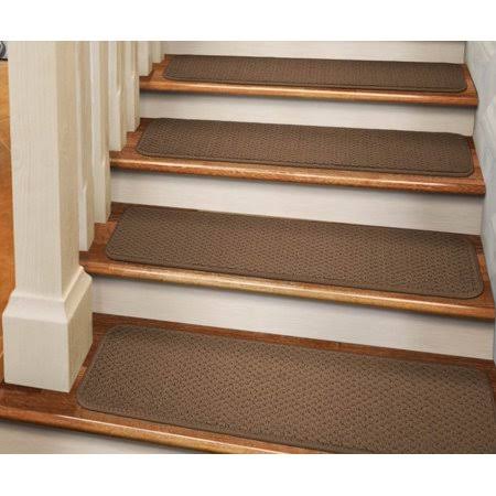 15 Pc Adhesive Carpet Stair Treads Toffee Brown 8 in. x 23.5 in. O350285