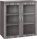 Glass Display Cabinet with 2 Doors, 2 Shelves, Gray Steel X759