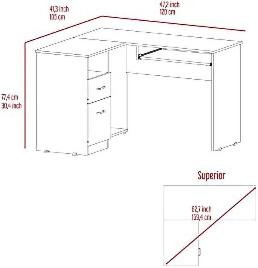 Walnut Wood Computer Desk with Drawers and Bookshelf I177