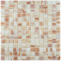Fused Glass Mosaic Wall Tile, 12 inch x 12 inch, Brown/Tan/White/Copper H6854