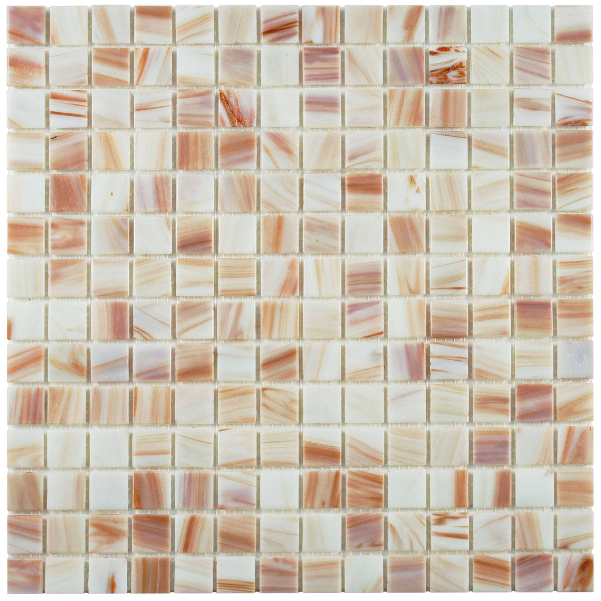Fused Glass Mosaic Wall Tile, 12 inch x 12 inch, Brown/Tan/White/Copper H6854